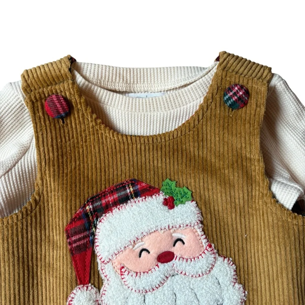Mudpie Santa Baby‎ Corduroy Overalls NWT Size 9-12 months